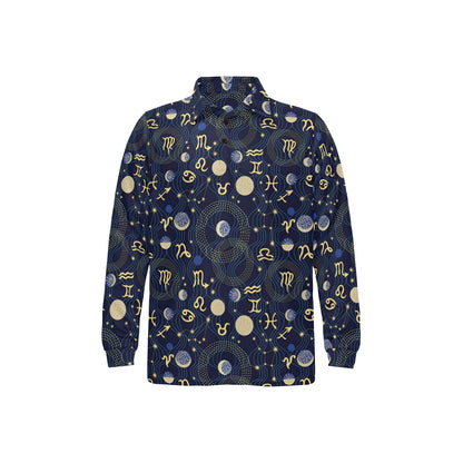Zodiac Print Design LKS302 Long Sleeve Polo Shirt For Men's