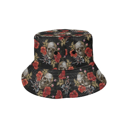 Spider Web Skull Rose Print Design LKS305 Unisex Bucket Hat