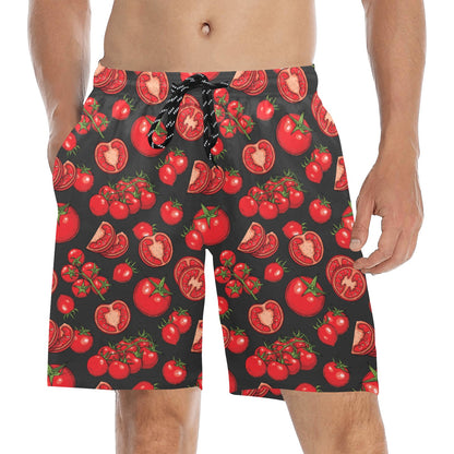 Tomato Print Design LKS303 Men's Swim Trunks Beach Shorts