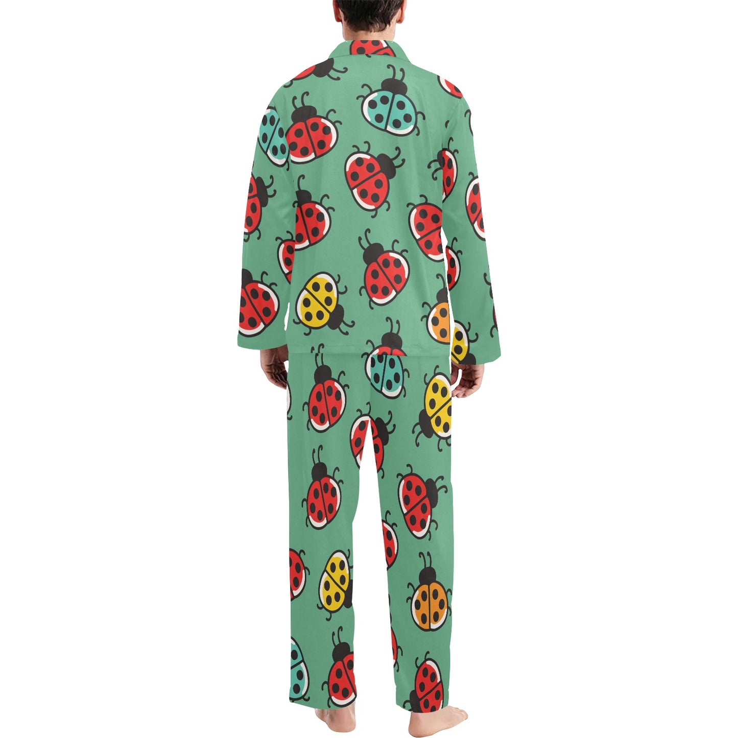 Ladybug Pattern Print Design 02 Men's Long Pajama Set