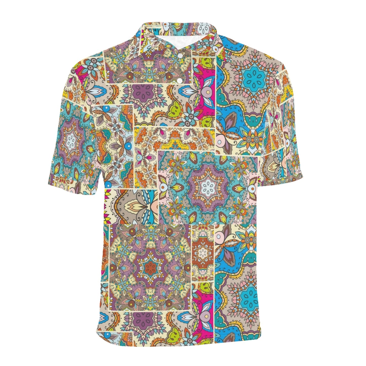 Patchwork Print Design LKS402 Men Polo Shirt