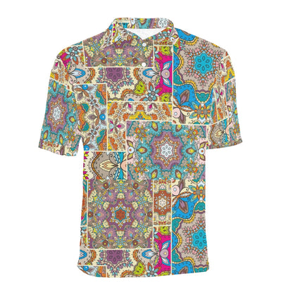 Patchwork Print Design LKS402 Men Polo Shirt