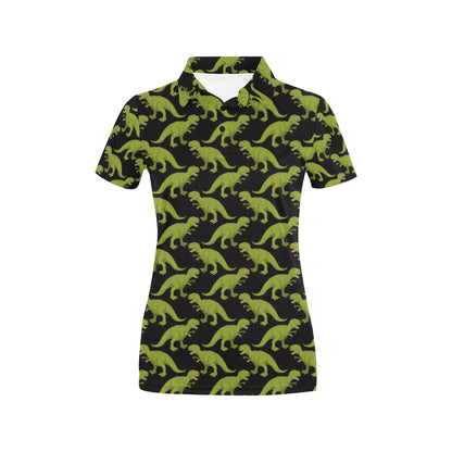 T Rex Pattern Print Design A02 Women's Polo Shirt
