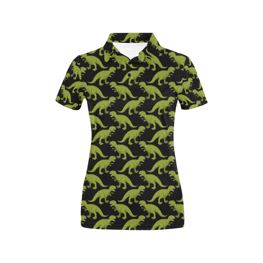 T Rex Pattern Print Design A02 Women's Polo Shirt