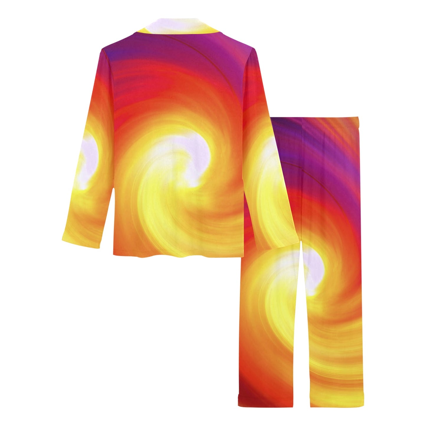 Vortex Twist Swirl Flame Themed Women's Long Pajama Set