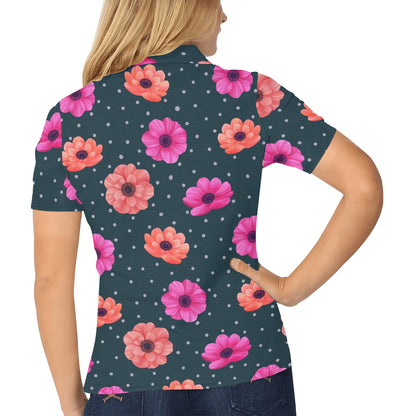 Anemone Pattern Print Design AM08 Women's Polo Shirt