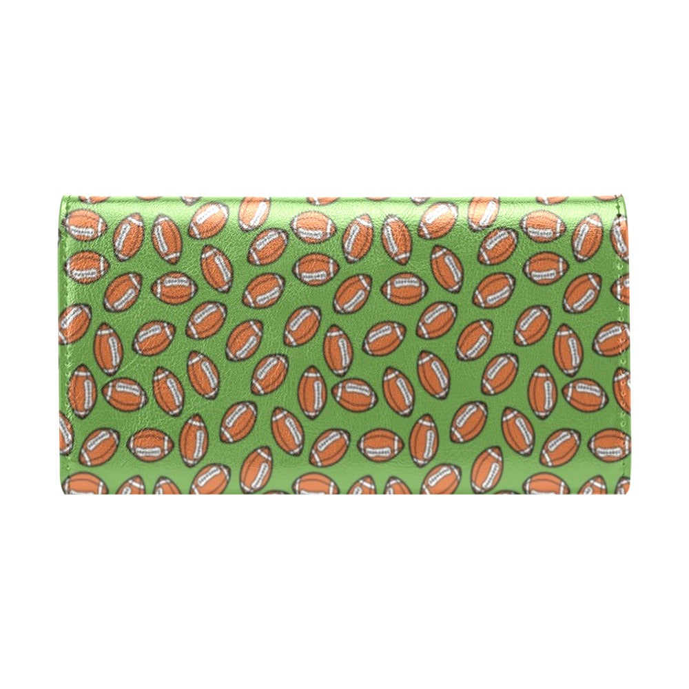 American Football on Green Design Women's Trifold Wallet