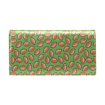 American Football on Green Design Women's Trifold Wallet