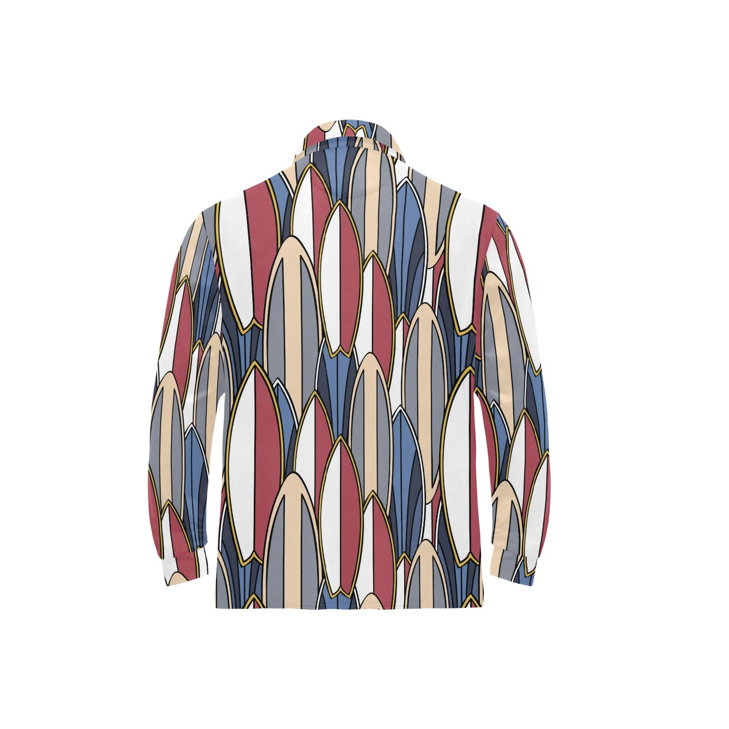 Surf board Pattern Long Sleeve Polo Shirt For Men's
