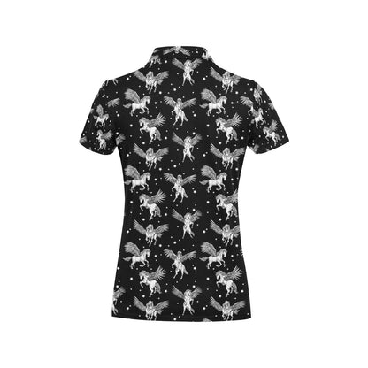 Pegasus Pattern Print Design 01 Women's Polo Shirt