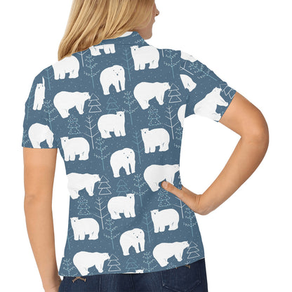 Polar Bear Pattern Print Design A01 Women's Polo Shirt