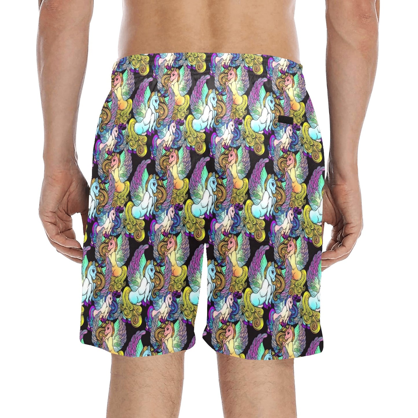 Unicorn With Wings Print Pattern Men's Swim Trunks Beach Shorts
