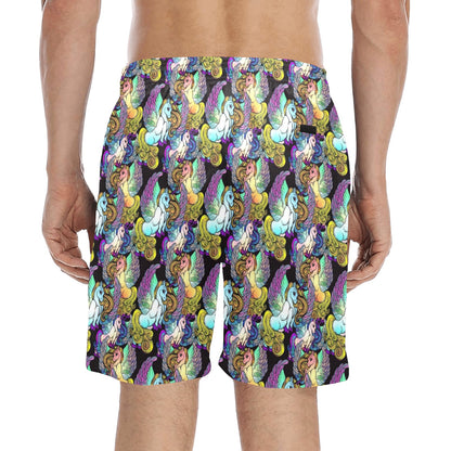 Unicorn With Wings Print Pattern Men's Swim Trunks Beach Shorts