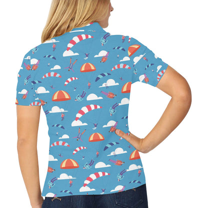 Skydiver Print Design LKS306 Women's Polo Shirt