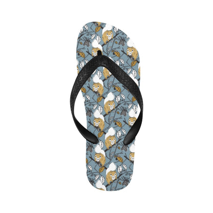 Squirrel Print Design LKS305 Flip Flops