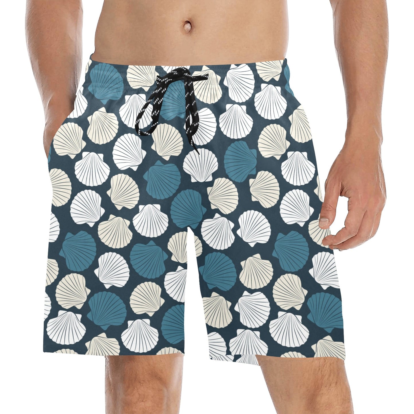 Seashell Print Design LKS3013 Men's Swim Trunks Beach Shorts
