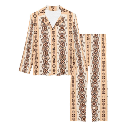 Native Classic Pattern Print Women's Long Pajama Set