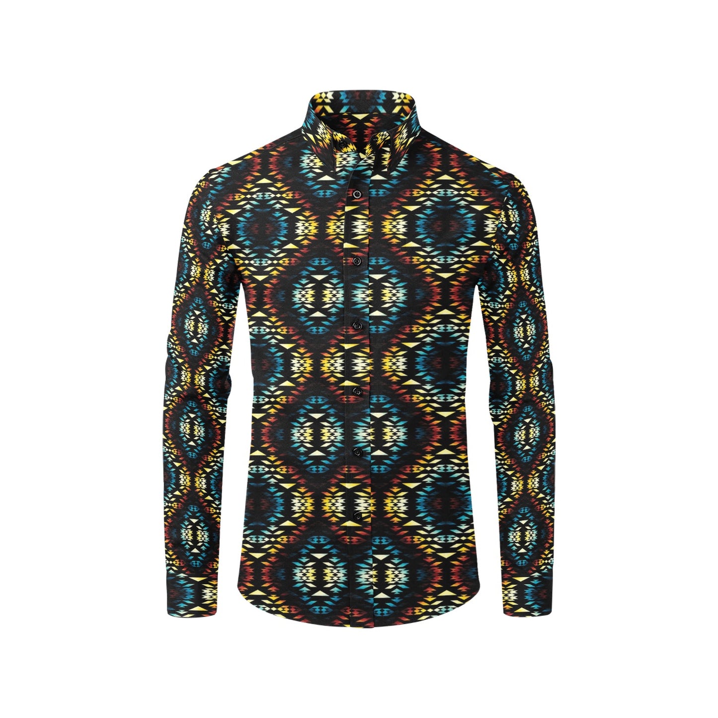 Tribal Pattern Print Design LKS309 Men's Long Sleeve Dress Shirt