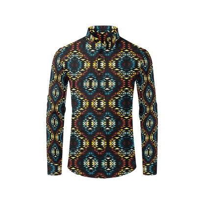 Tribal Pattern Print Design LKS309 Men's Long Sleeve Dress Shirt