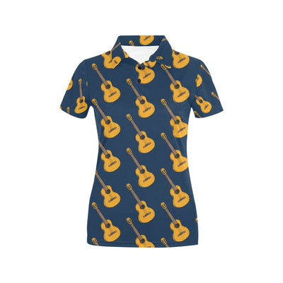 Acoustic Guitar Pattern Print Design 04 Women's Polo Shirt