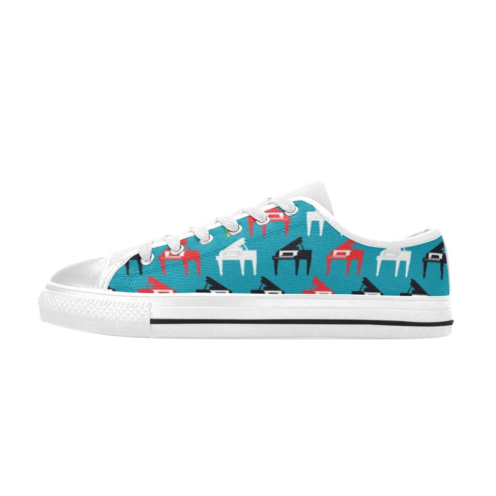 Piano Print Design LKS403 Women's White Low Top Shoes