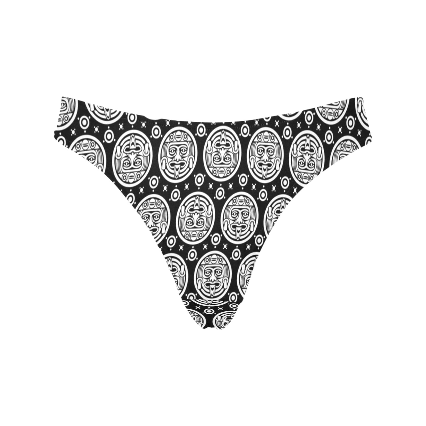 Calendar Aztec White Black Print Pattern Women's Thongs