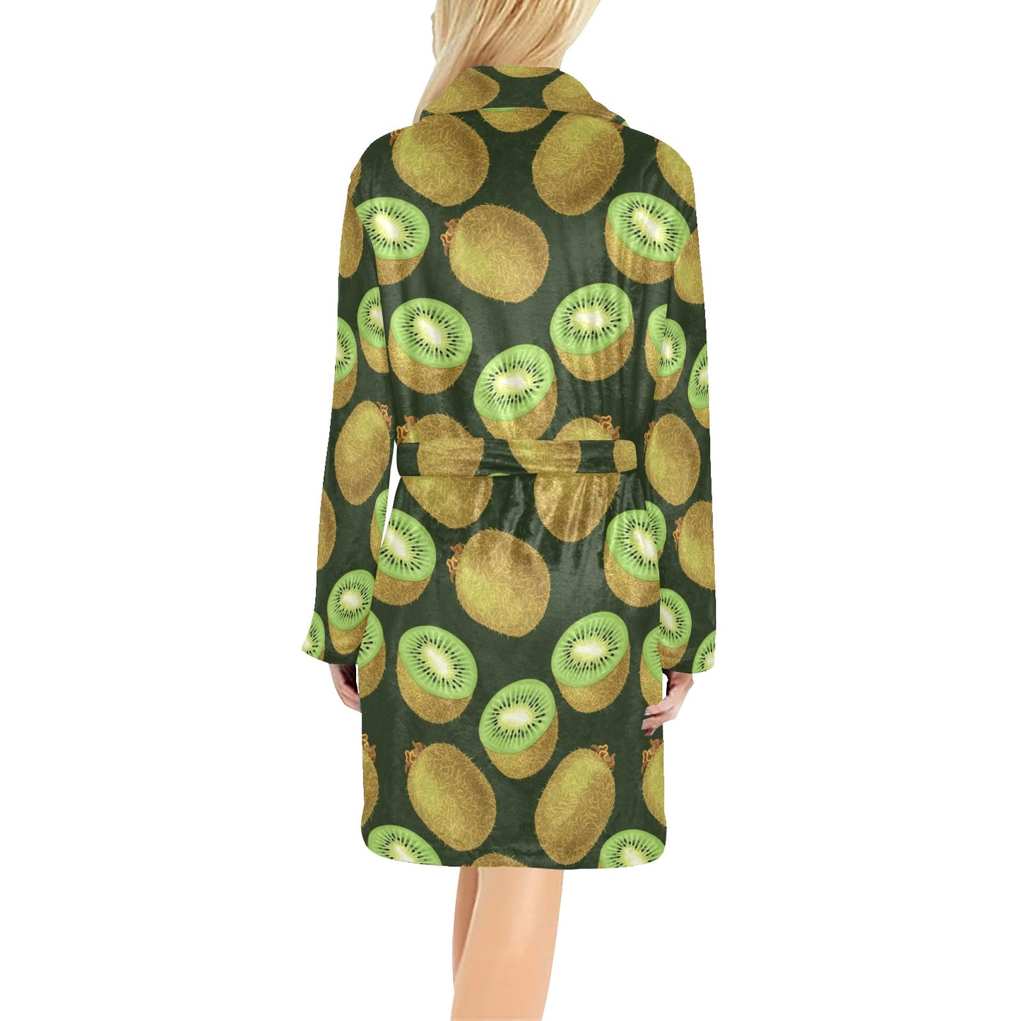 Kiwi Pattern Print Design KW04 Women's Fleece Robe