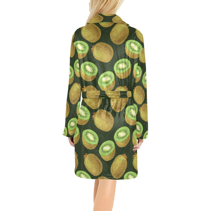 Kiwi Pattern Print Design KW04 Women's Fleece Robe