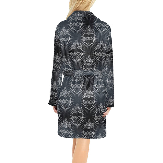 Christian Heart Tattoo Style Women's Fleece Robe