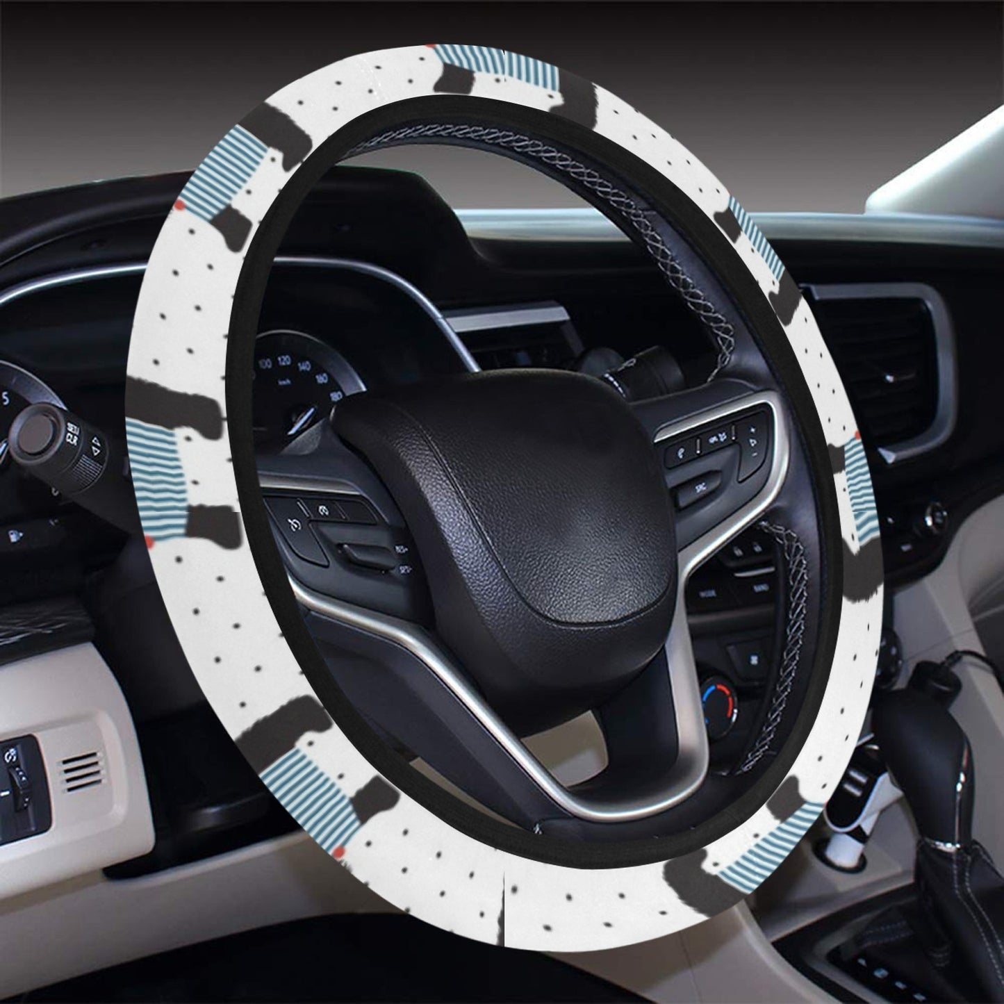 Scottish Terriers Print Design LKS3012 Steering Wheel Cover with Elastic Edge