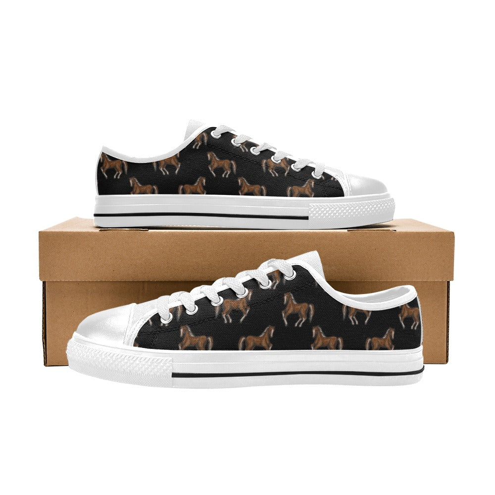 Horse Print Design LKS3010 Women's White Low Top Shoes