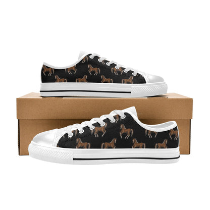 Horse Print Design LKS3010 Women's White Low Top Shoes