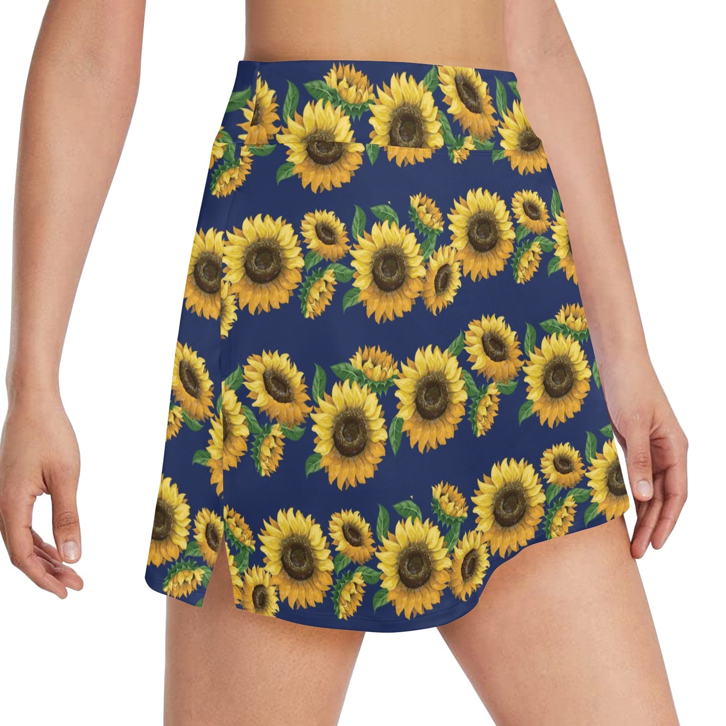 Sunflower Print Design LKS307 17" Golf & Pickleball Skort with Pockets