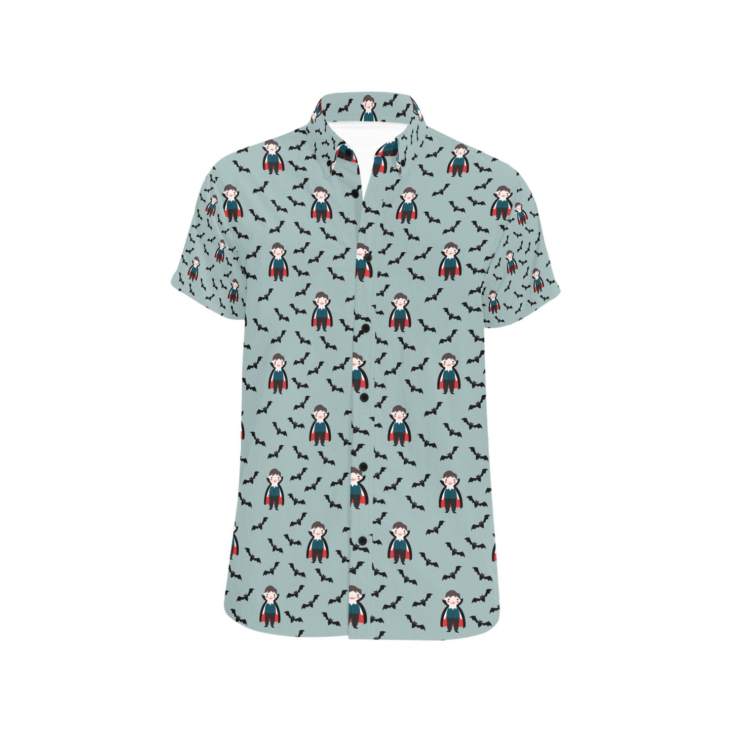 Vampire Print Design LKS304 Men Short Sleeve Button Up Shirt