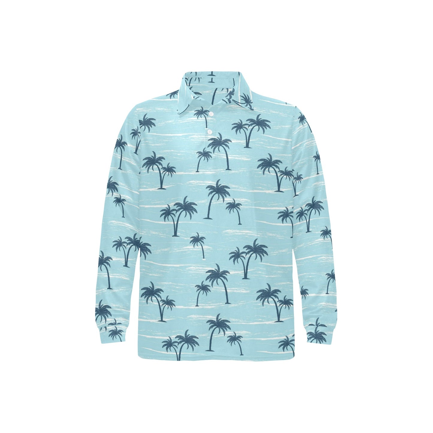 Palm Tree Pattern Print Design PT04 Long Sleeve Polo Shirt For Men's