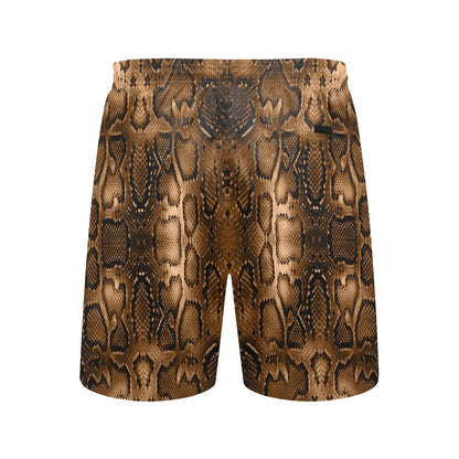 Snake Skin Brown Print Men's Swim Trunks Beach Shorts