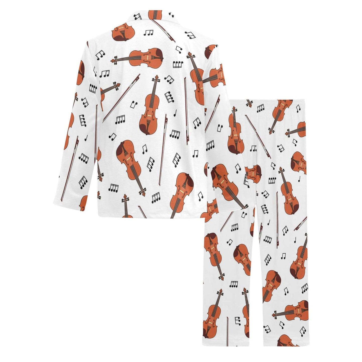 Violin Pattern Print Design 02 Men's Long Pajama Set
