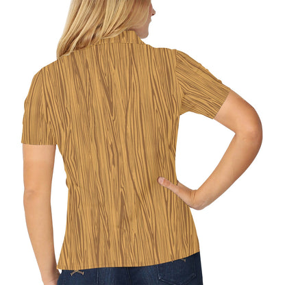 Wood Texture Print Design LKS301 Women's Polo Shirt