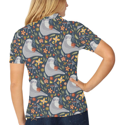 Sloth Print Design LKS303 Women's Polo Shirt