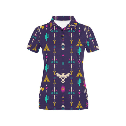 Native American Eagle Indian Pattern Women's Polo Shirt