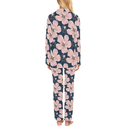 Plumeria Pattern Print Design PM018 Women's Long Pajama Set