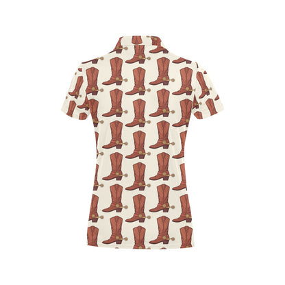 Cowboy Pattern Print Design 06 Women's Polo Shirt