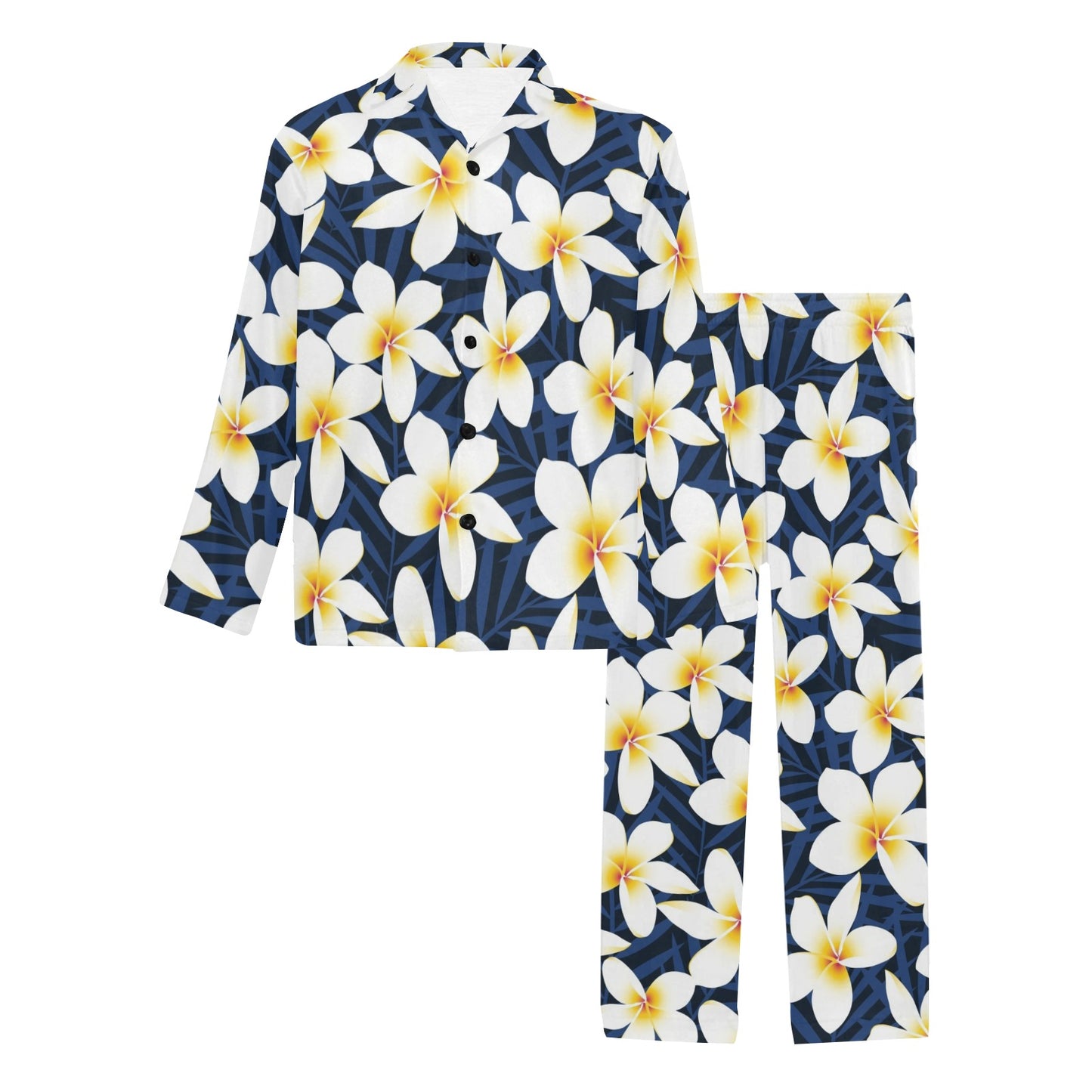 Plumeria Pattern Print Design PM026 Men's Long Pajama Set