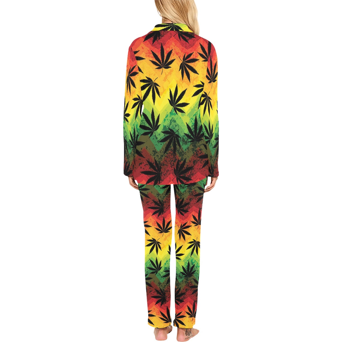 Rasta Pattern Print Design A02 Women's Long Pajama Set