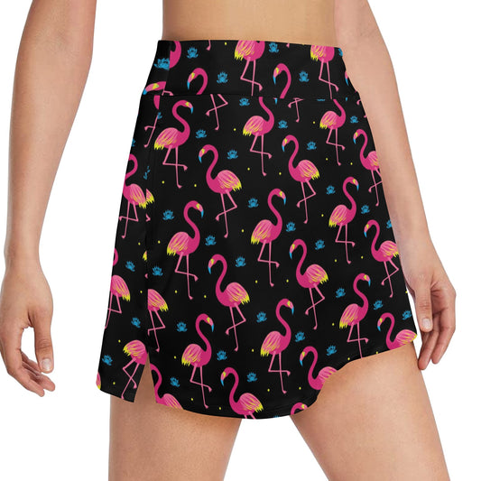 Flamingo Pink Neon Print Pattern 17" Golf & Pickleball Skort with Pockets