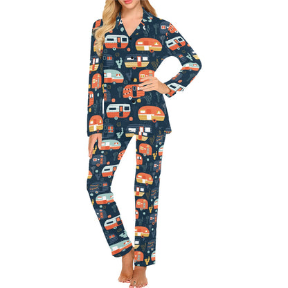 Camper Caravan Print Pattern Women's Long Pajama Set