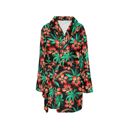 Hawaiian Themed Pattern Print Design H022 Women's Fleece Robe