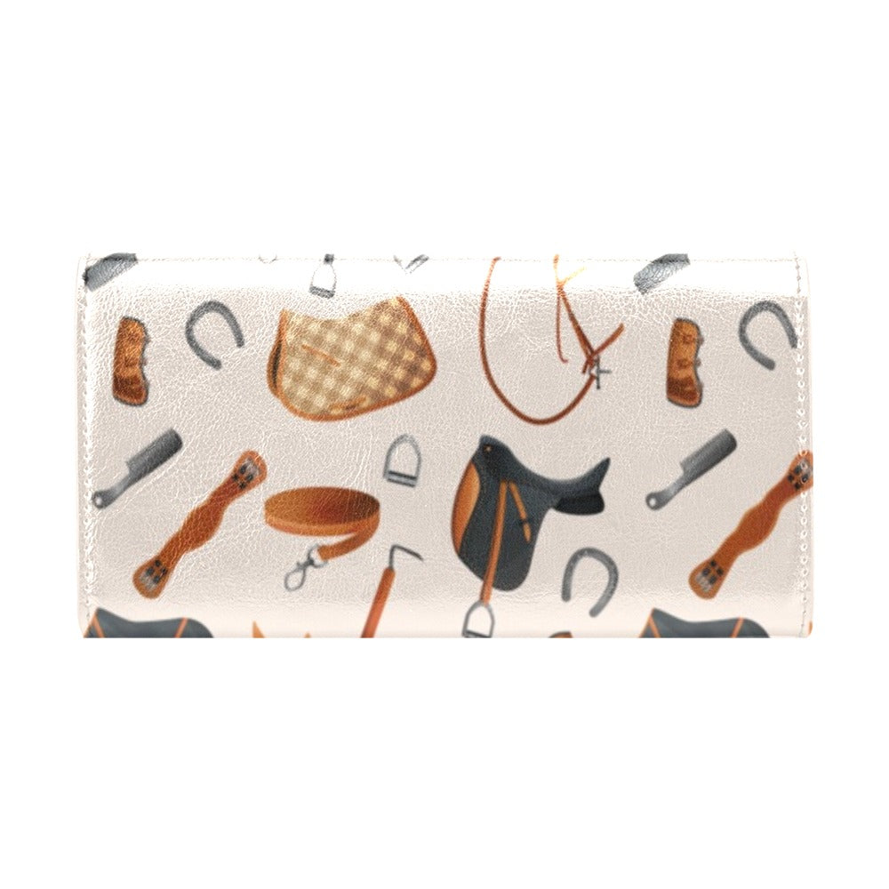 Equestrian Equipment Print Pattern Women's Trifold Wallet