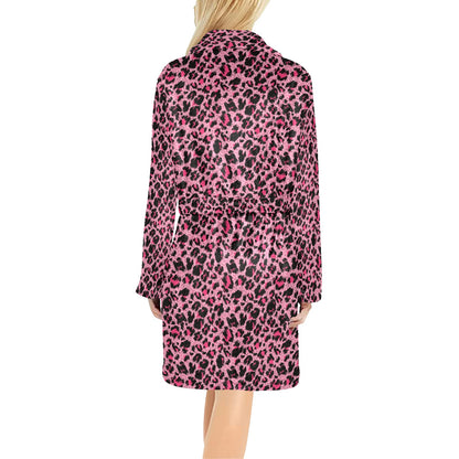 Cheetah Pink Pattern Print Design 01 Women's Fleece Robe