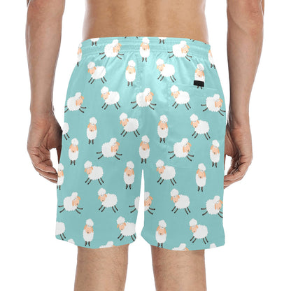 Sheep Print Design LKS406 Men's Swim Trunks Beach Shorts